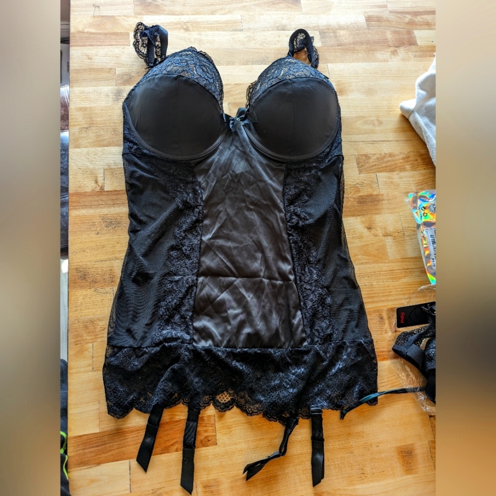 Love Honey Lingerie Black Treasure Me Push Up Chemise Set NWT 3x/4x